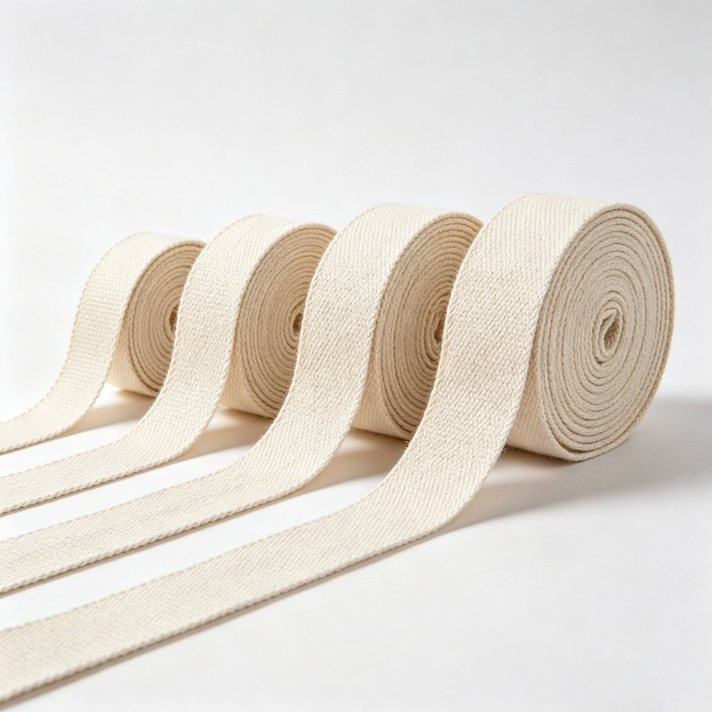 Eco-Friendly Black Herringbone Texture Natural Cotton Bio-based Webbing Strap
